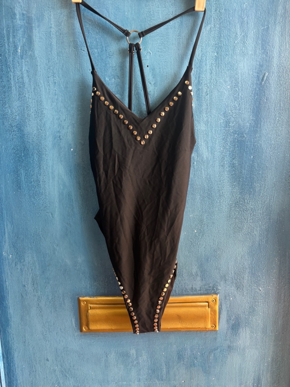 Black Stud-Trim Kids One-Piece Swimsuit